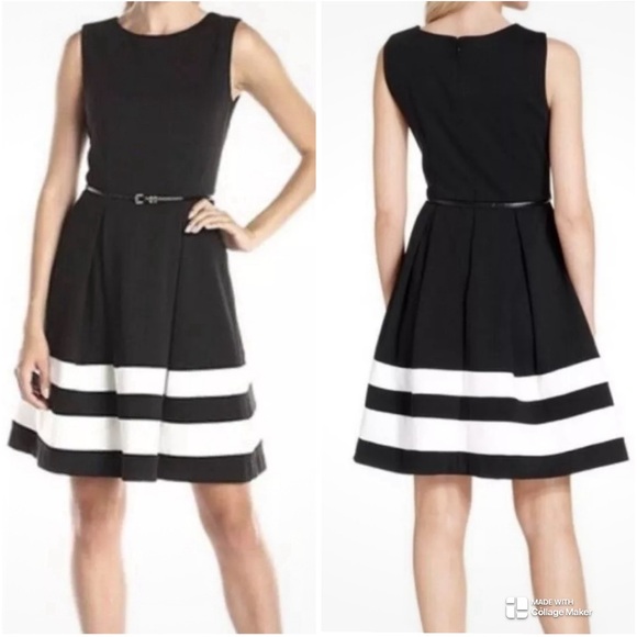 Calvin Klein Black/White Flounce Dress size 2 - Picture 2 of 9